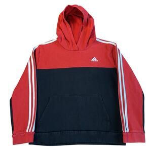 Adidas Youth Black/Red Pullover Logo Long Sleeve Hoodie Size XL (18/20) unisex